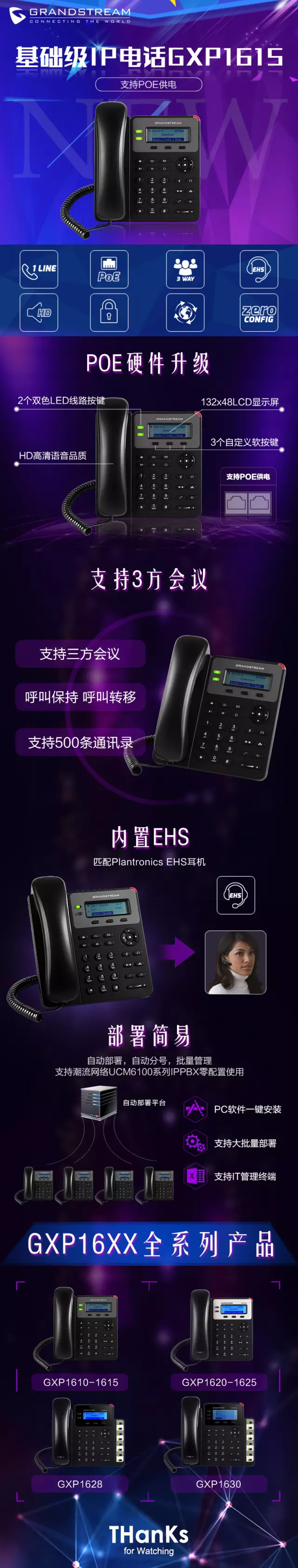 潮流網(wǎng)絡(luò)基礎(chǔ)級(jí)IP電話GXP1615新品發(fā)布